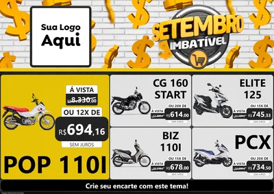 Modelo de Encarte para Encarte A4 Horizontal com o tema Setembro Imbatível para Concessionaria de Motos