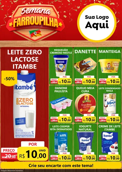 Modelo de Encarte para Encarte A4 Vertical com o tema Semana Farroupilha para Frios e Laticínios