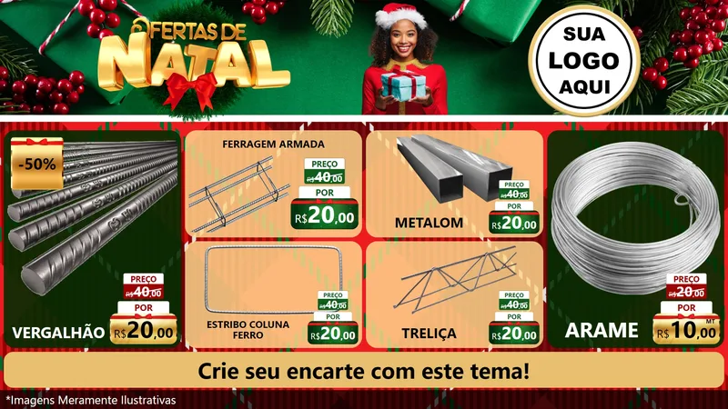 Modelo de TV para TV Horizontal com o tema Ofertas de Natal para Ferragens
