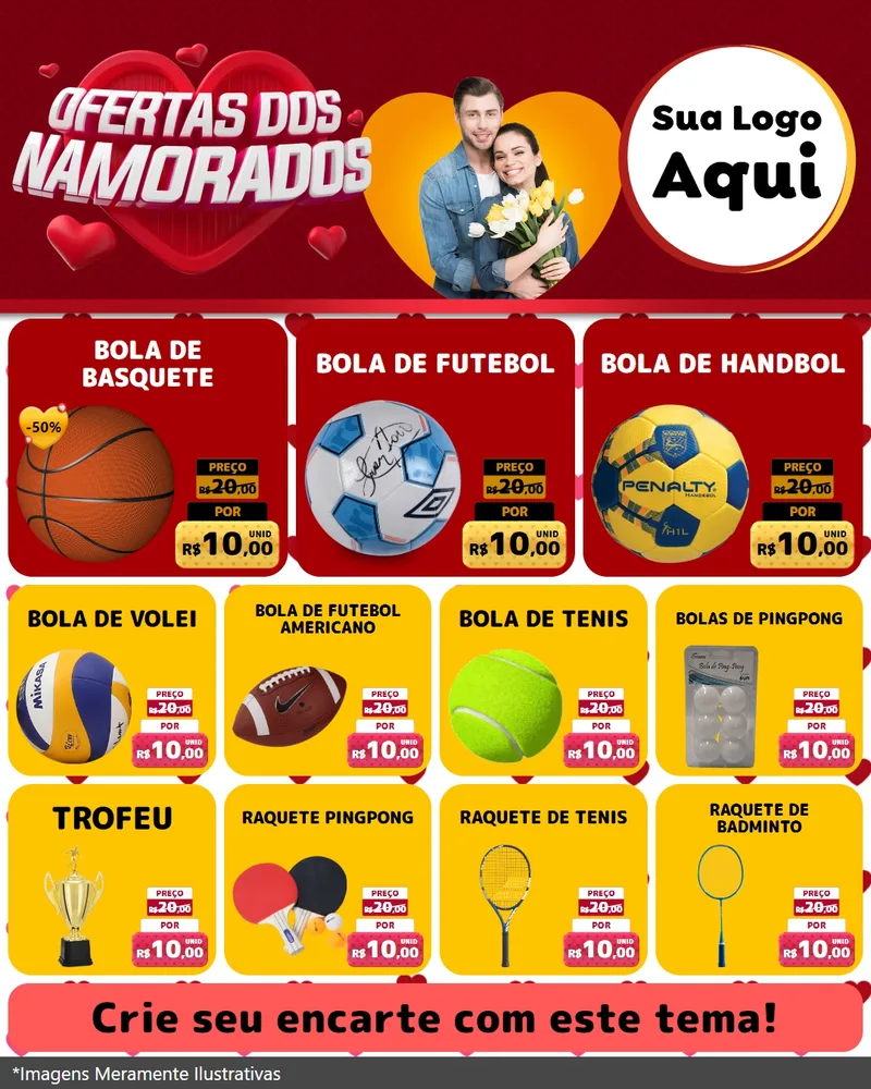 Modelo de Rede Social para Feed Instagram com o tema Ofertas Dos Namorados para Artigos Esportivos