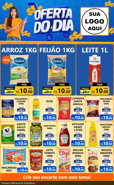 Modelo de Encarte para Encarte Grande com o tema Oferta do Dia para Supermercado