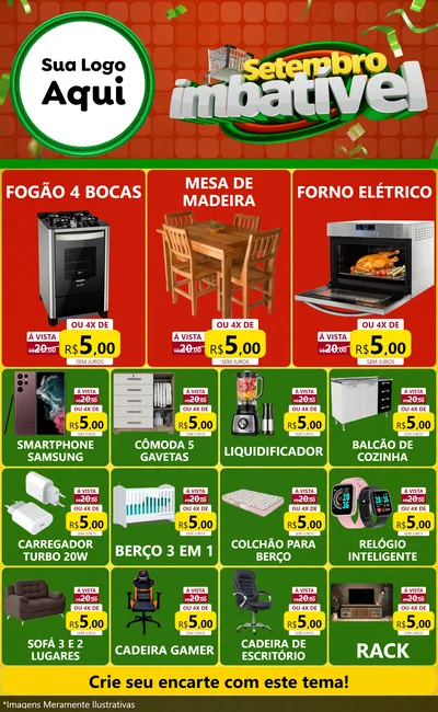 Modelo de Encarte para Encarte Grande com o tema Setembro Imbatível para Móveis e Eletro