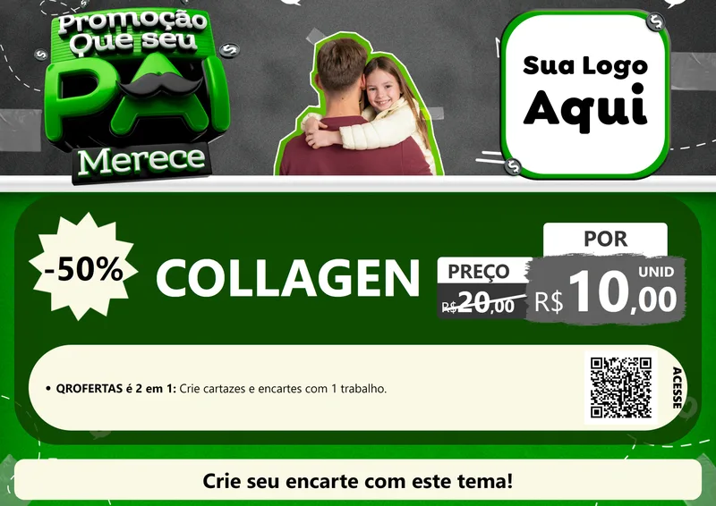 Modelo de Cartaz para Cartaz A4 Horizontal com o tema Promoção Que seu Pai Merece para Suplementos alimentares