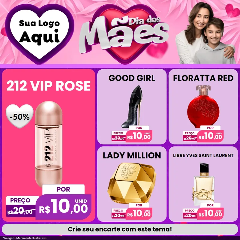 Modelo de Rede Social para Feed Facebook com o tema Dia das Mães para Perfumes