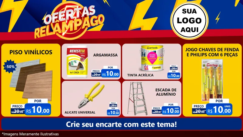 Modelo de TV para TV Horizontal com o tema Ofertas Relâmpago para Material para Construção