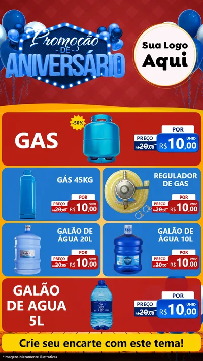 Modelo de TV para TV Vertical com o tema Promoção de Aniversário para Água e gás