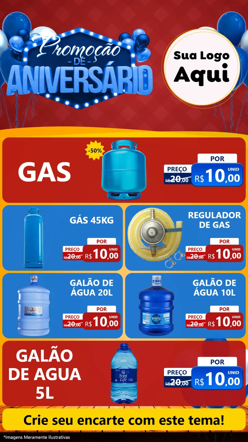 Modelo de TV para TV Vertical com o tema Promoção de Aniversário para Água e gás