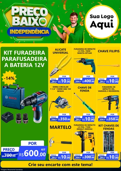 Modelo de Encarte para Encarte A4 Vertical com o tema Preço Baixo de Independência para Maquinas e Ferramentas