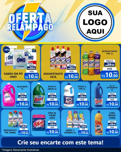 Modelo de Rede Social para Feed Instagram com o tema Oferta Relâmpago para Produtos de Limpeza