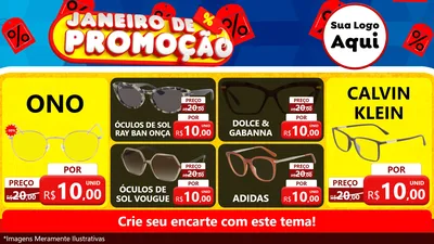 Modelo de TV para TV Horizontal com o tema Janeiro de Promoção para Óticas