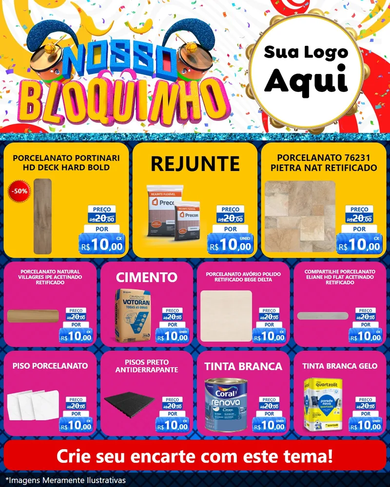 Modelo de Rede Social para Feed Instagram com o tema Nosso Bloquinho para Pisos e revestimentos