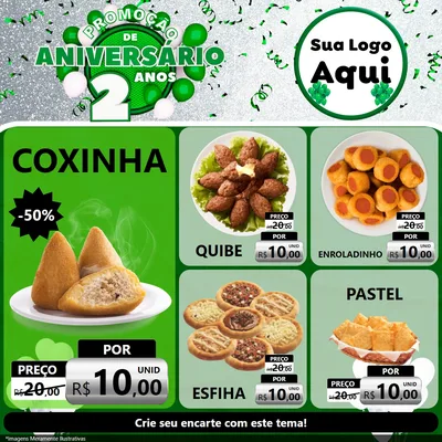 Modelo de Rede Social para Feed Facebook com o tema Promoção de Aniversário - 2 Anos para Salgadaria