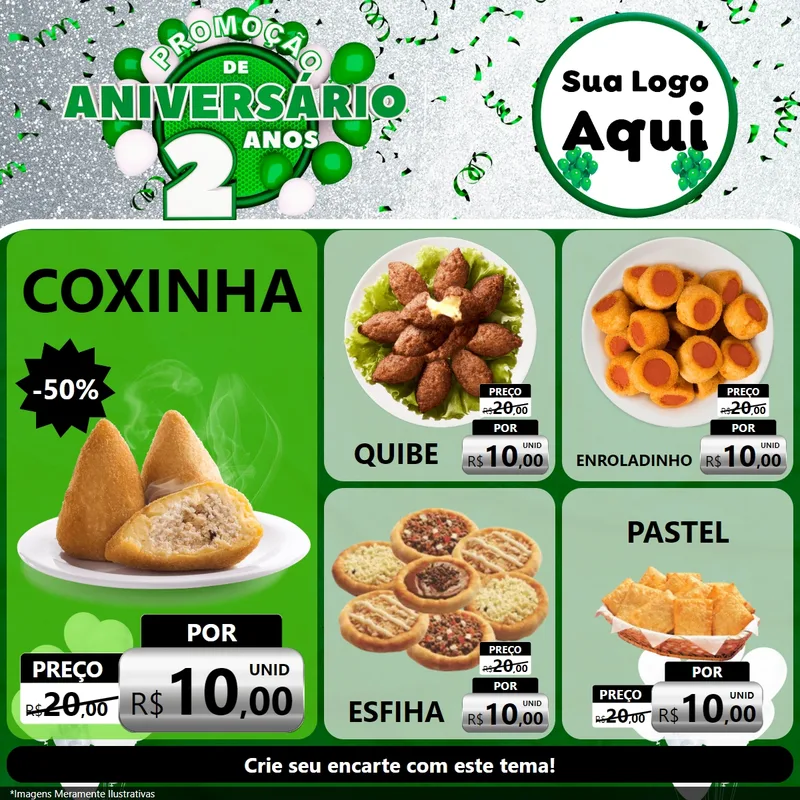 Modelo de Rede Social para Feed Facebook com o tema Promoção de Aniversário - 2 Anos para Salgadaria
