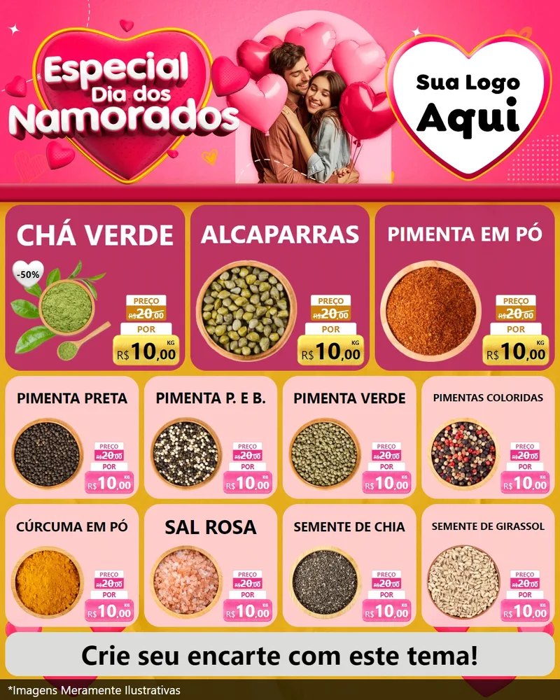 Modelo de Rede Social para Feed Instagram com o tema Especial Dia dos Namorados para Produtos Naturais