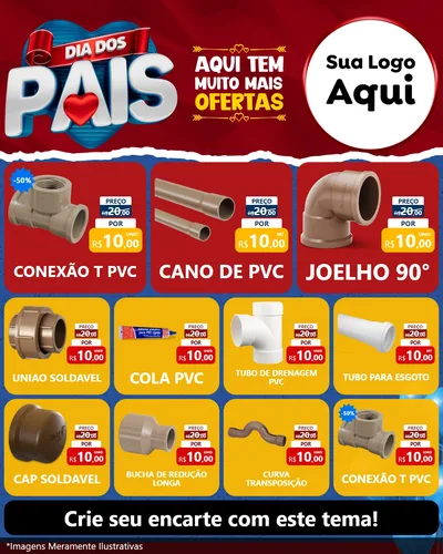 Modelo de Rede Social para Feed Instagram com o tema Dia dos Pais para Tubos e conexões