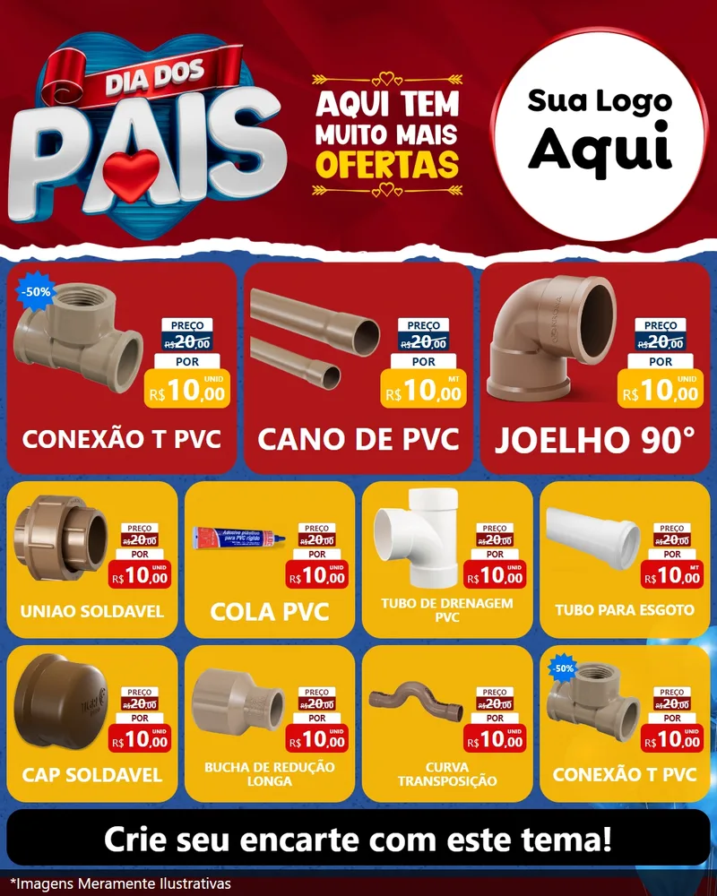 Modelo de Rede Social para Feed Instagram com o tema Dia dos Pais para Tubos e conexões
