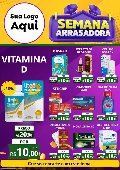 Modelo de Encarte para Encarte A4 Vertical com o tema Semana Arrasadora para Farmácia