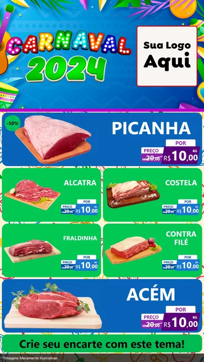 Modelo de TV para TV Vertical com o tema Carnaval 2027 para Açougue