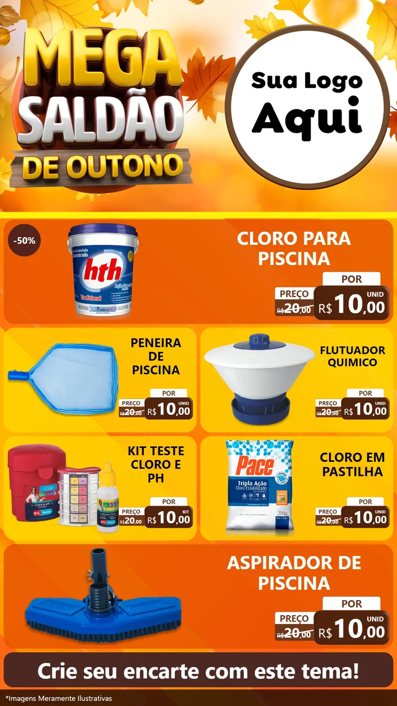 Modelo de TV para TV Vertical com o tema Mega Saldão de Outono para Produtos para Piscina