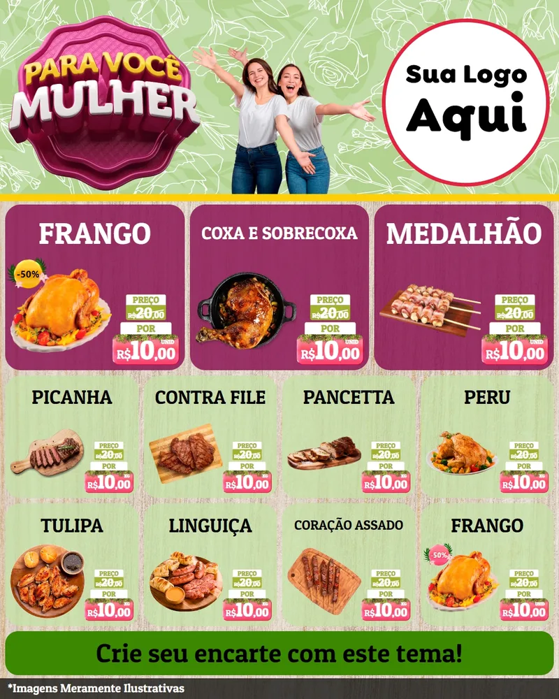Modelo de Rede Social para Feed Instagram com o tema Para Você Mulher para Assados