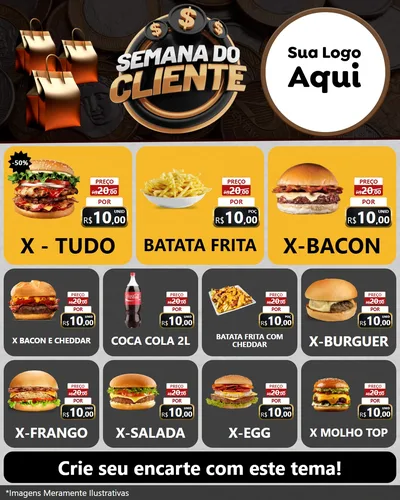 Modelo de Rede Social para Feed Instagram com o tema Semana do Cliente para Hamburgueria