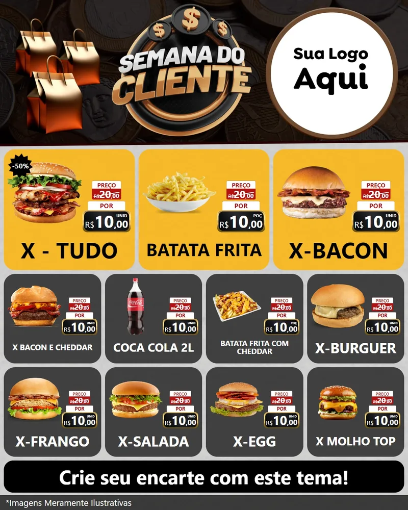 Modelo de Rede Social para Feed Instagram com o tema Semana do Cliente para Hamburgueria