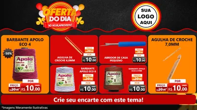 Modelo de TV para TV Horizontal com o tema Oferta do Dia - Só hoje, Aproveite! para Armarinho e Aviamentos