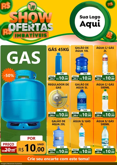Modelo de Encarte para Encarte A4 Vertical com o tema Show de Ofertas Imbatíveis para Água e gás