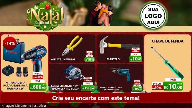 Modelo de TV para TV Horizontal com o tema Natal Especial para Maquinas e Ferramentas