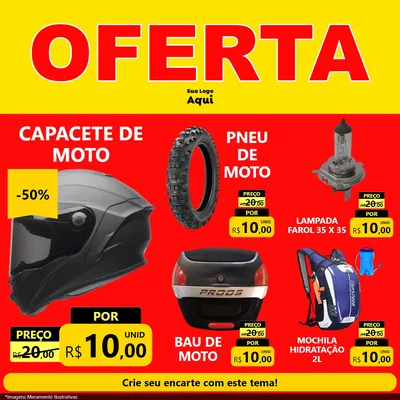 Modelo de Rede Social para Feed Facebook com o tema OFERTA - Vermelho Cartaz para Moto peças