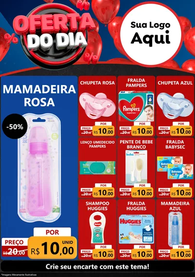 Modelo de Encarte para Encarte A4 Vertical com o tema Oferta do Dia para Bebês