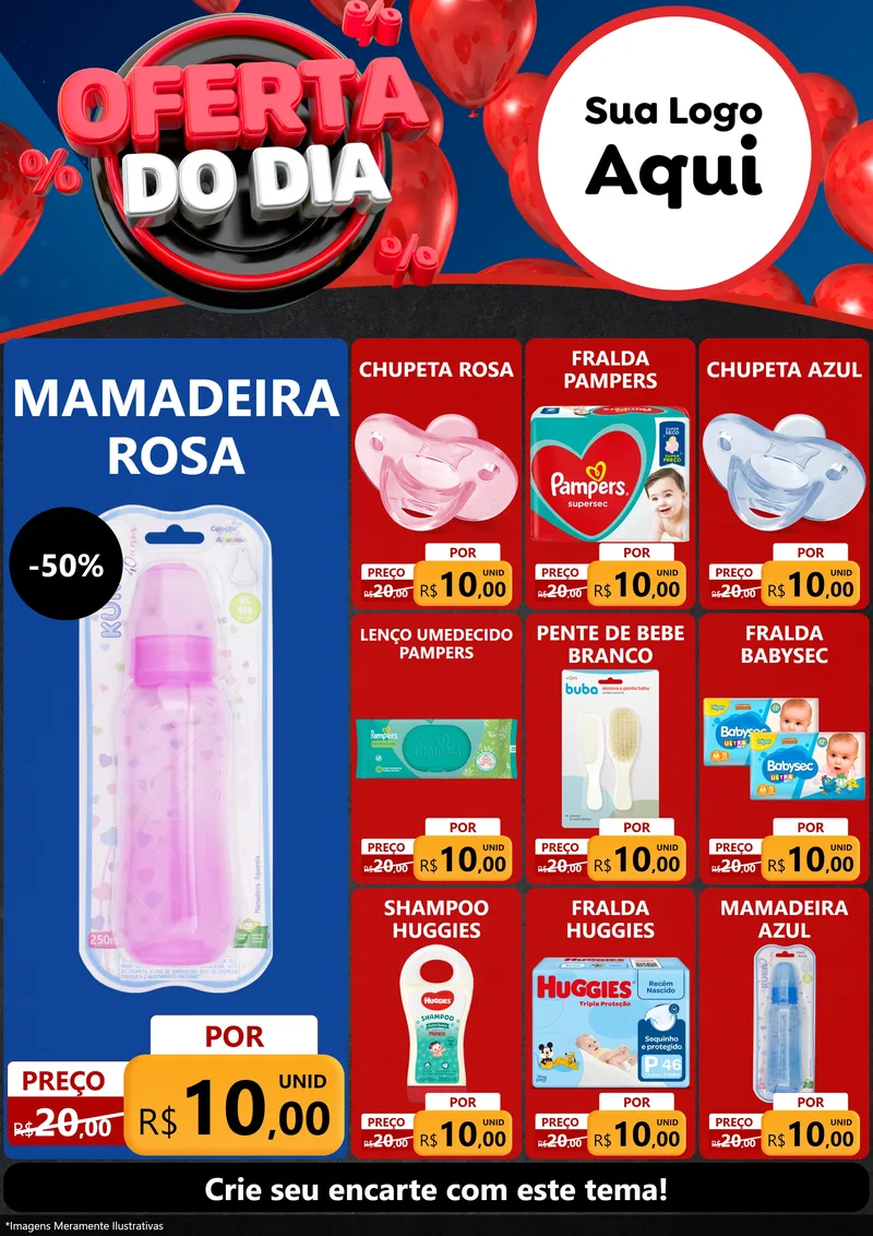 Modelo de Encarte para Encarte A4 Vertical com o tema Oferta do Dia para Bebês