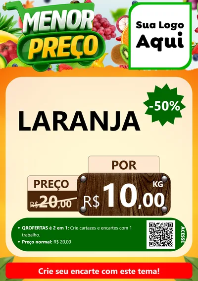 Modelo de Cartaz para Cartaz A4 Vertical com o tema Menor Preço para Hortifrúti