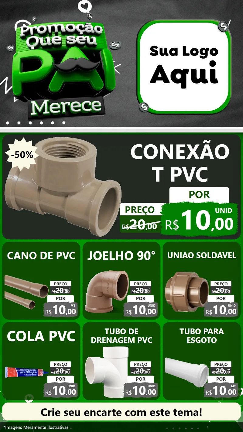 Modelo de Rede Social para Stories com o tema Promoção Que seu Pai Merece para Tubos e conexões