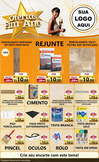 Modelo de Encarte para Encarte Grande com o tema Ofertas Fim de Ano para Pisos e revestimentos