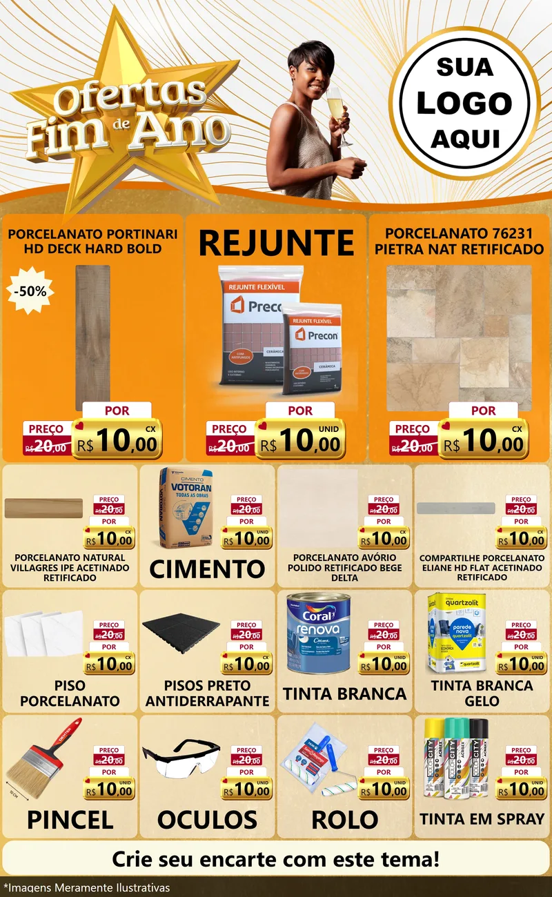 Modelo de Encarte para Encarte Grande com o tema Ofertas Fim de Ano para Pisos e revestimentos