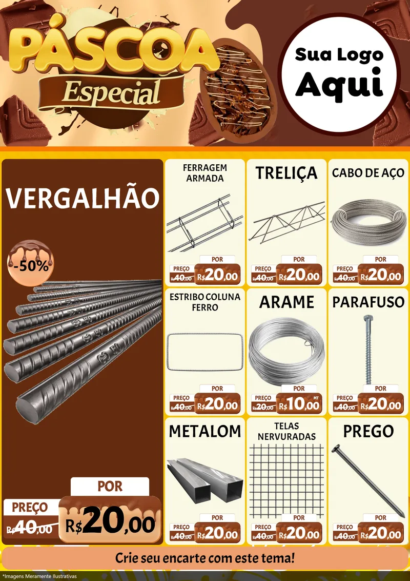 Modelo de Encarte para Encarte A4 Vertical com o tema Páscoa Especial para Ferragens