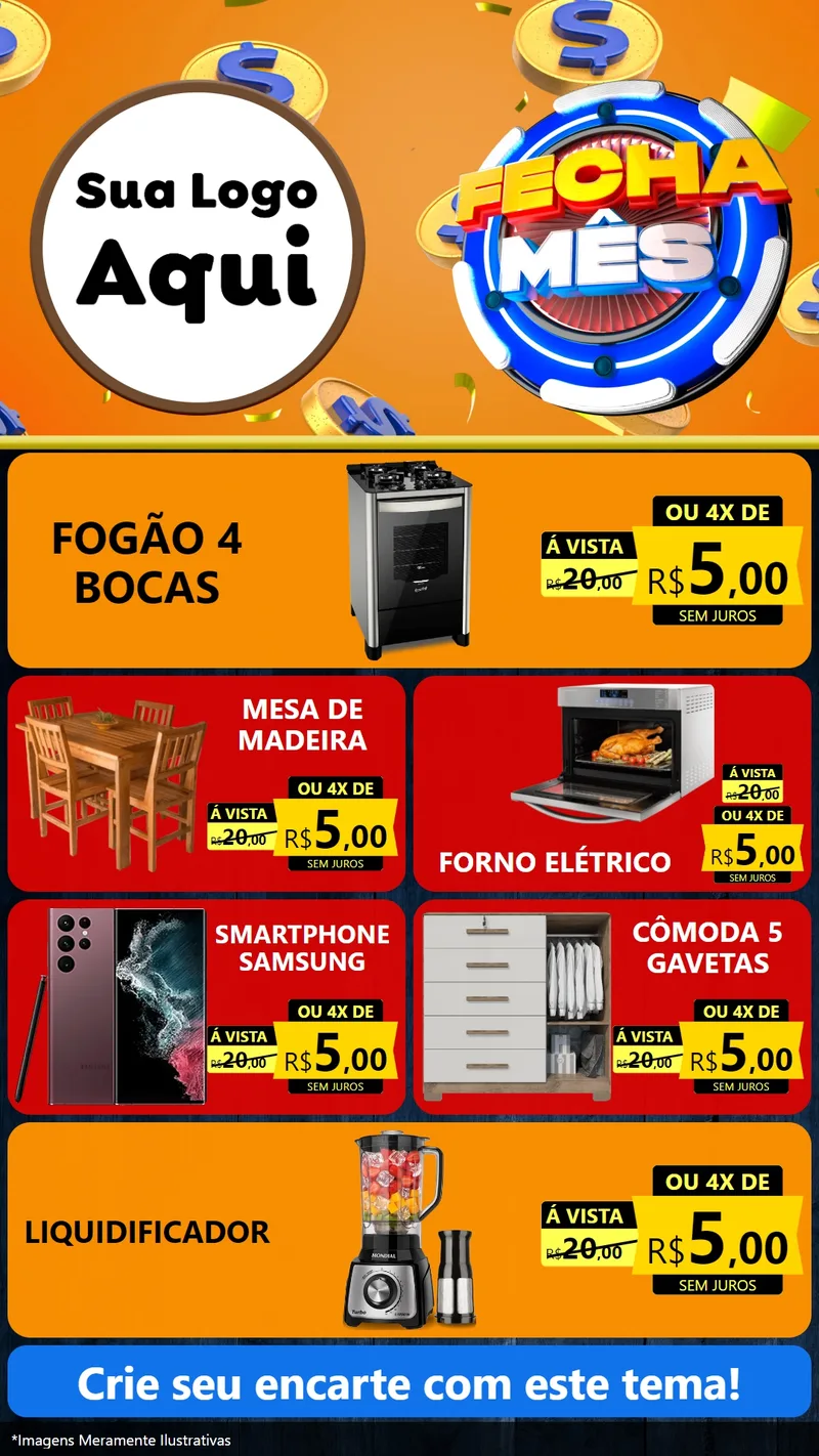 Modelo de TV para TV Vertical com o tema Fecha Mês para Móveis e Eletro