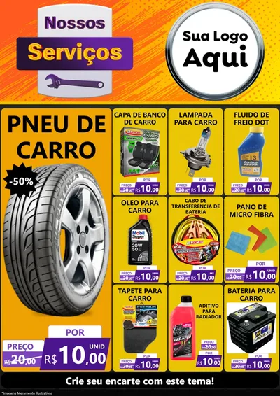 Modelo de Encarte para Encarte A4 Vertical com o tema Nossos Serviços para Auto peças