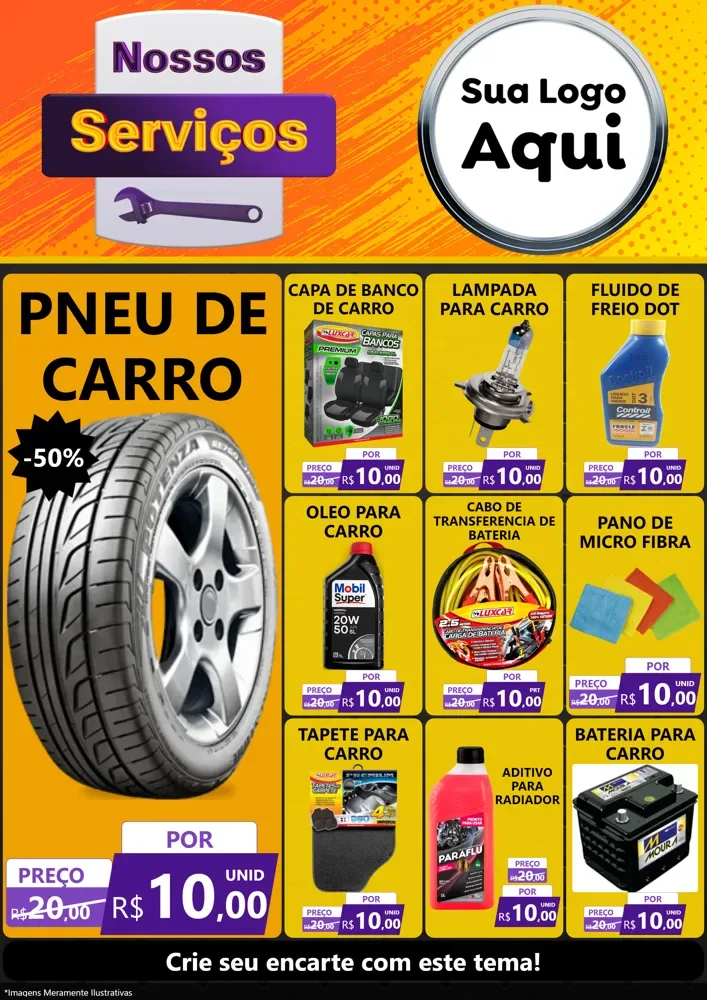Modelo de Encarte para Encarte A4 Vertical com o tema Nossos Serviços para Auto peças
