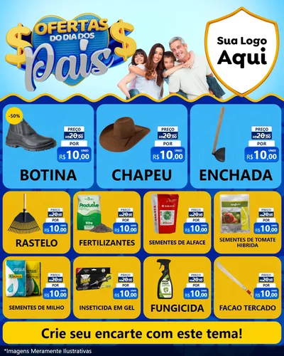 Modelo de Rede Social para Feed Instagram com o tema Ofertas do Dia dos Pais para Agropecuária