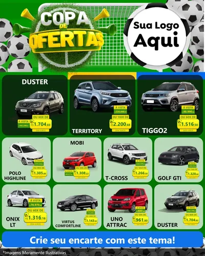 Modelo de Rede Social para Feed Instagram com o tema Copa De Ofertas para Concessionaria de Carros