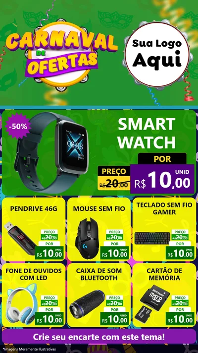 Modelo de Rede Social para Stories com o tema Carnaval de Ofertas para Informática