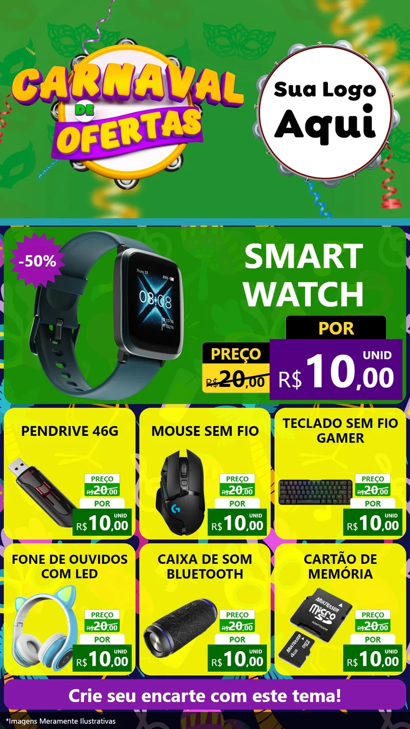 Modelo de Rede Social para Stories com o tema Carnaval de Ofertas para Informática