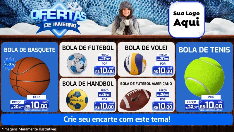 Modelo de TV para TV Horizontal com o tema Ofertas de Inverno para Artigos Esportivos