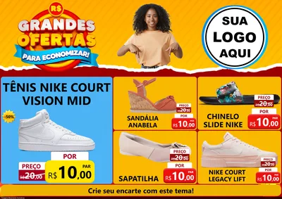 Modelo de Encarte para Encarte A4 Horizontal com o tema Grandes Ofertas Para Economizar! para Calçados