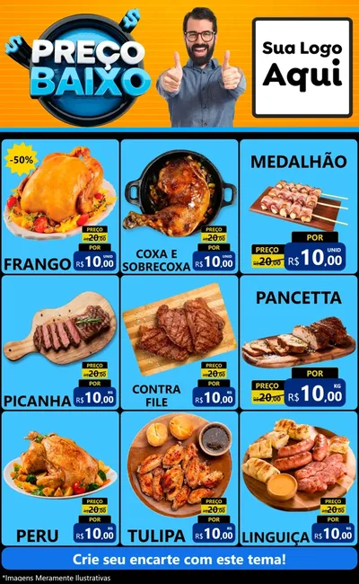 Modelo de Encarte para Encarte Grande com o tema Preço Baixo para Assados