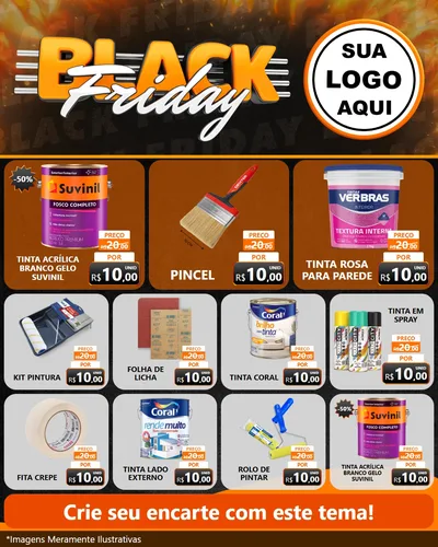 Modelo de Rede Social para Feed Instagram com o tema Black Friday para Tintas e Ferramentas