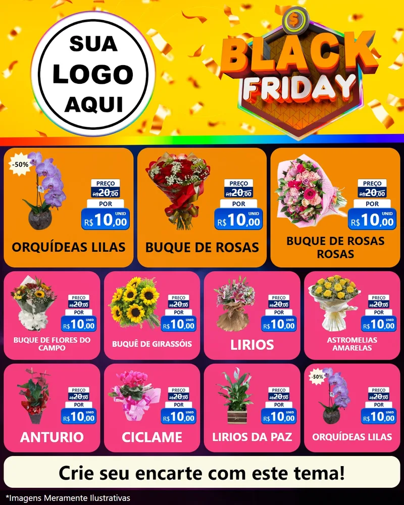 Modelo de Rede Social para Feed Instagram com o tema Black Friday para Floricultura e jardim