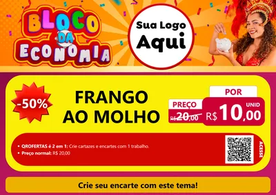 Modelo de Cartaz para Cartaz A4 Horizontal com o tema Bloco da Economia para Restaurante